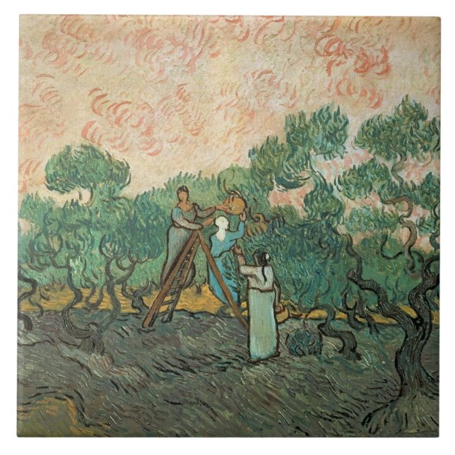 Vincent Van Gogh | de olivgröna pickersna som Är Kakelplatta (Framsidan)