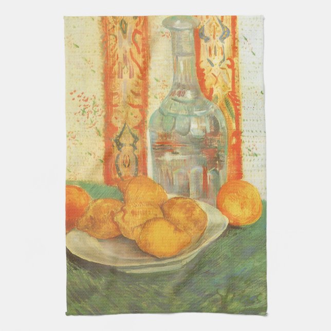Vincent van Gogh - Decanter och Lemons på en platt Kökshandduk (Vertikal)