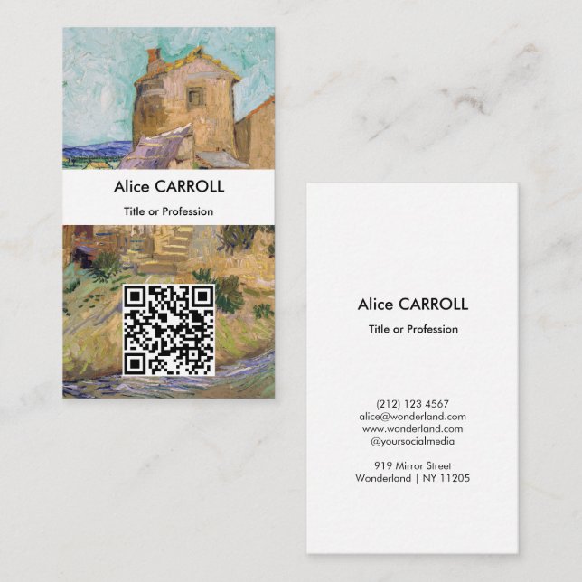 Vincent van Gogh - Den gamla kvarnen - QR-kod Visitkort (Fram/baksida)
