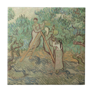 Vincent Van Gogh den olivgröna fruktträdgårde Kakelplatta