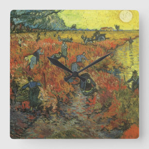 Vincent van Gogh - Den röda vingården Fyrkantig Klocka