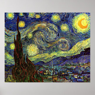 Vincent Van Gogh Den stjärnklara natten 1889 Saint Poster