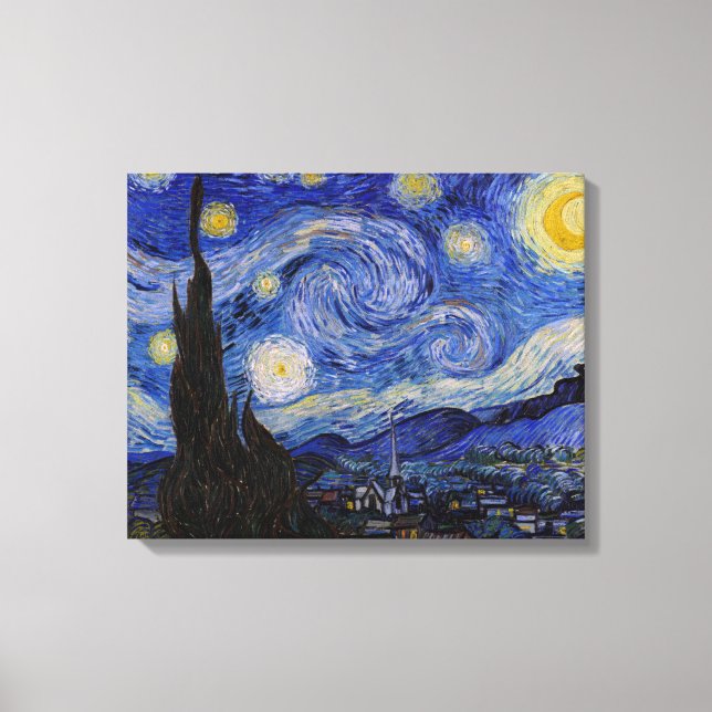 Vincent Van Gogh - Den stjärnklara natten Canvastryck (Framsida)
