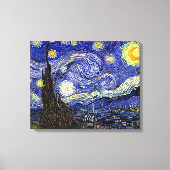 Vincent Van Gogh - Den stjärnklara natten Finkonst Canvastryck (Framsida)