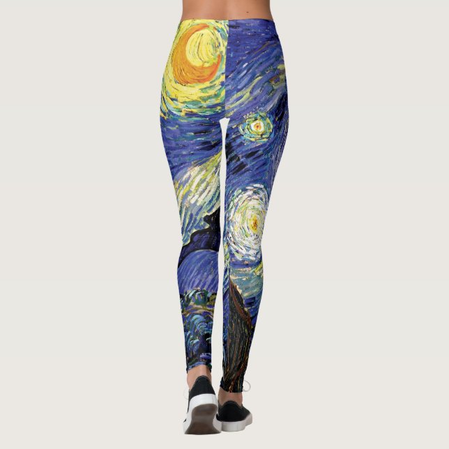 Vincent Van Gogh - Den stjärnklara natten Finkonst Leggings (Baksida)