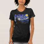 Vincent Van Gogh - Den stjärnklara natten Finkonst T-shirt<br><div class="desc">Vincent Van Goghs Stjärnenatt. Olja på duk från 1889,  Stjärnenatt målades medan Van Gogh var på asylen i Saint-Remy,  Frankrike,  och anses vara ett av hans största mästerverk. Även om det är en nattscen målades den under dagen och representerar vyn från fönstret i Van Goghs sanatorie-sovrum.</div>