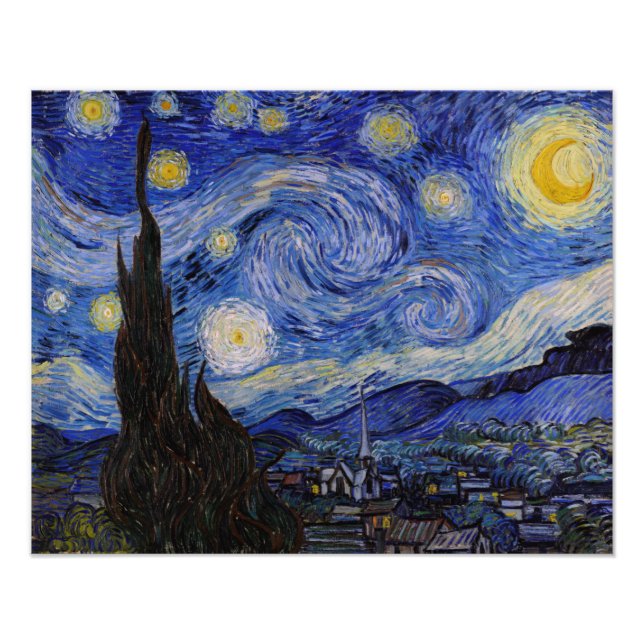 Vincent Van Gogh - Den stjärnklara natten Fototryck (Framsidan)