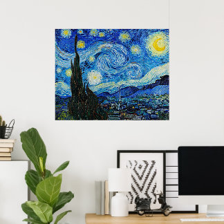 Vincent Van Gogh Den Stjärnklara Natten Konsttryck Poster