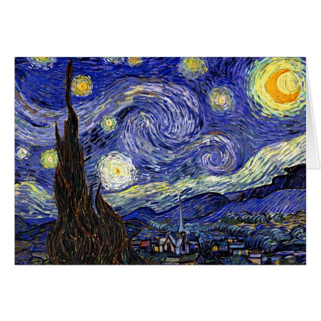 Vincent Van Gogh - Den stjärnklara natten Konstver Hälsningskort (Framsidan Horizontal)