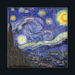 Vincent Van Gogh - Den stjärnklara natten Konstver Magnet<br><div class="desc">Vincent Van Goghs Stjärnenatt. Olja på duk från 1889,  Stjärnenatt målades medan Van Gogh var på asylen i Saint-Remy,  Frankrike,  och anses vara ett av hans största mästerverk. Även om det är en nattscen,  målades den under dagen och representerar vyn från fönstret i Van Goghs sanatorie-sovrum.</div>
