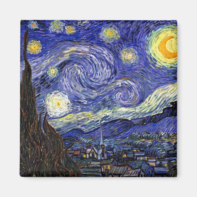 Vincent Van Gogh - Den stjärnklara natten Konstver Magnet (Framsidan)