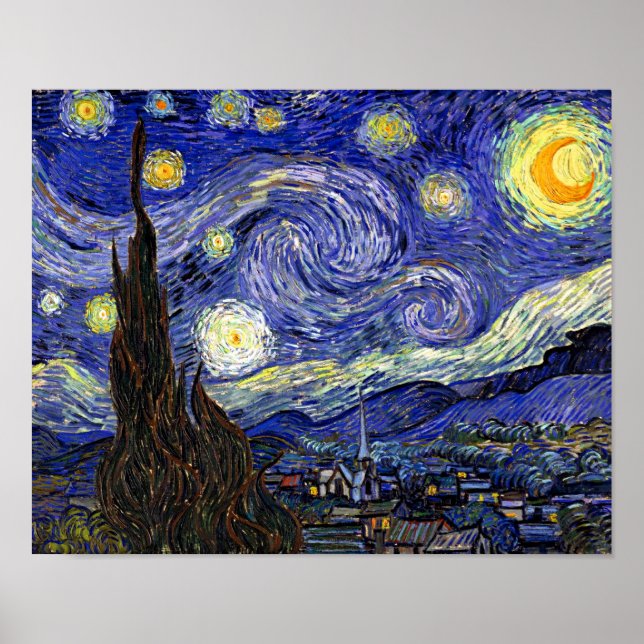 Vincent Van Gogh - Den stjärnklara natten Konstver Poster (Framsidan)
