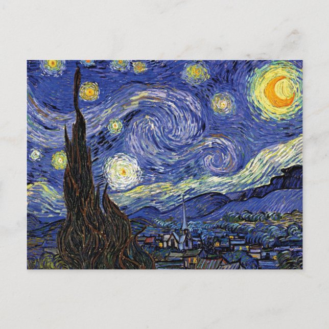Vincent Van Gogh - Den stjärnklara natten Konstver Vykort (Framsida)