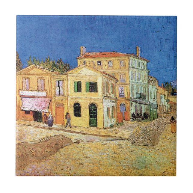 Vincent Van Gogh - Det gula huset - Finkonst Kakelplatta (Framsidan)