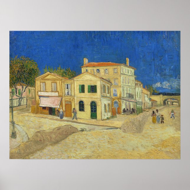 Vincent van Gogh Det gula huset med blå himmel mål Poster (Framsidan)