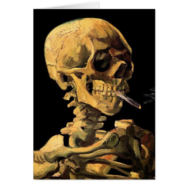 Vincent Van Gogh - Dödskalle med brinnande cigaret Hälsningskort (Framsidan)