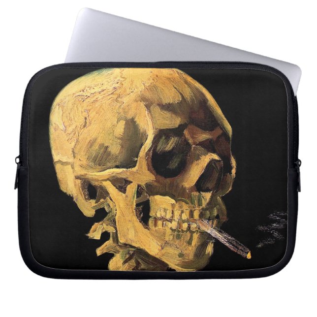 Vincent Van Gogh - Dödskalle med brinnande cigaret Laptop Sleeve (Framsidan)