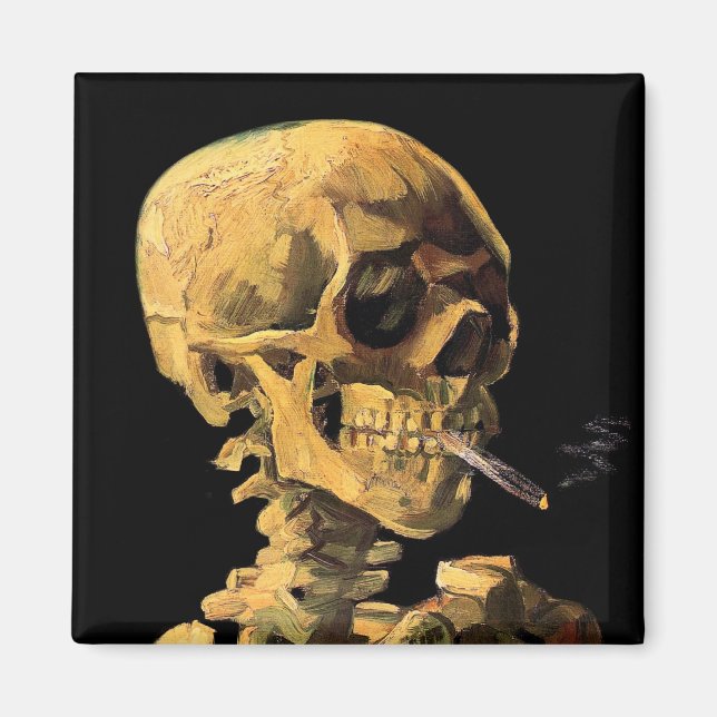 Vincent Van Gogh - Dödskalle med brinnande cigaret Magnet (Framsidan)