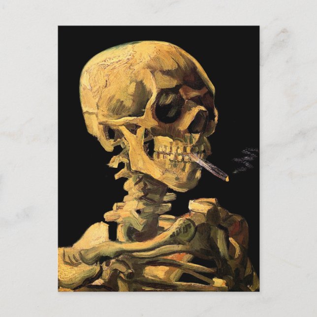 Vincent Van Gogh - Dödskalle med brinnande cigaret Vykort (Framsida)