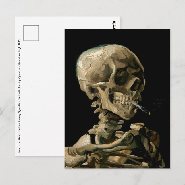 Vincent van Gogh - Dödskalle med brinnande cigaret Vykort (Fram/baksida)