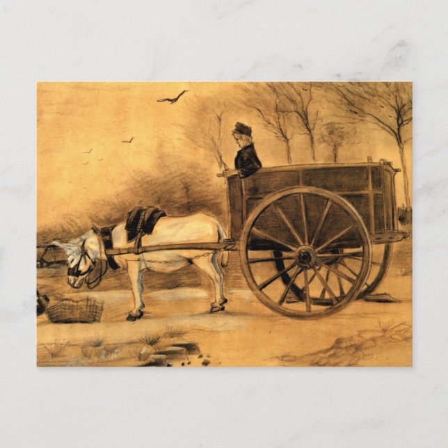 Vincent van Gogh - Donkey and Cart Vykort (Framsida)