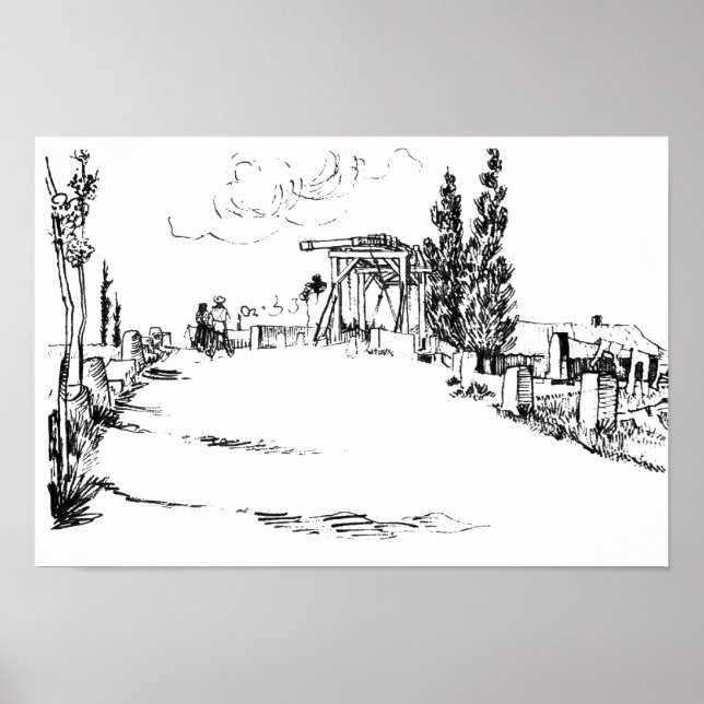 Vincent van Gogh Drawbridge i Arles Teckning Poster (Framsidan)
