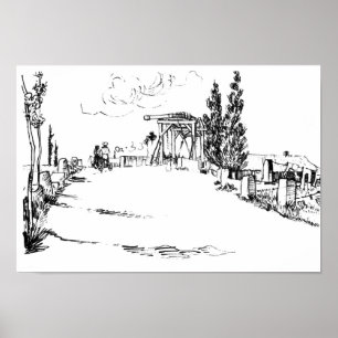 Vincent Van Gogh Drawbridge på Arles att dra Poster