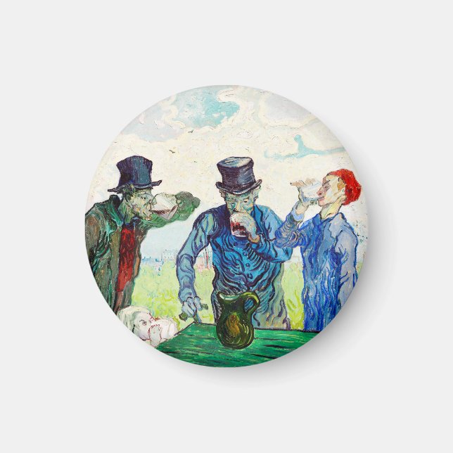 Vincent Van Gogh Drickande Män Finkonst Magnet (Framsidan)