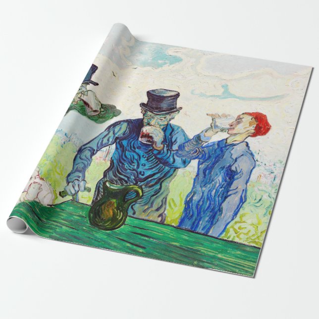 Vincent Van Gogh Drickande Människor Finkonst Presentpapper (Utrullad)