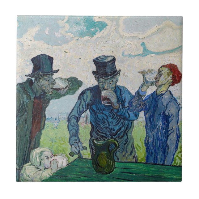Vincent van Gogh - Drinkers, efter Daumier Kakelplatta (Framsidan)