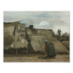 Vincent van Gogh - En bondekvinna som Gräver i Fr Fototryck