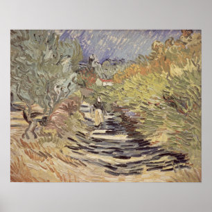 Vincent Van Gogh en väg i St. Remy Poster