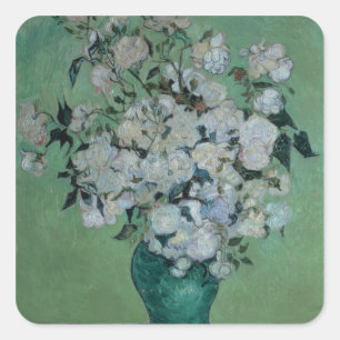 Vincent Van Gogh en vas av ro, 1890 Fyrkantigt Klistermärke