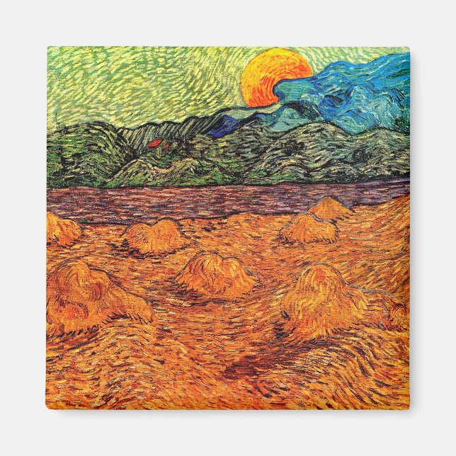 Vincent Van Gogh - Evening Landscape Stigning Måne Magnet (Framsidan)