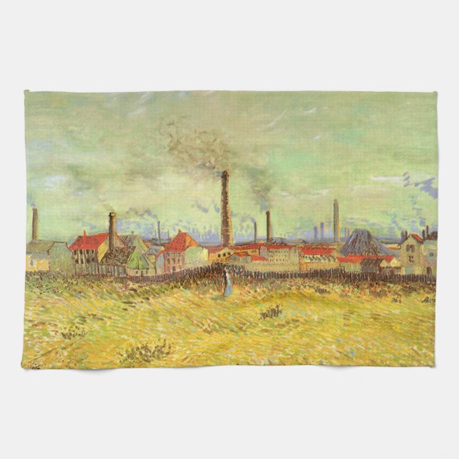 Vincent van Gogh - Fabriker vid Asnières Kökshandduk (Horisontell)