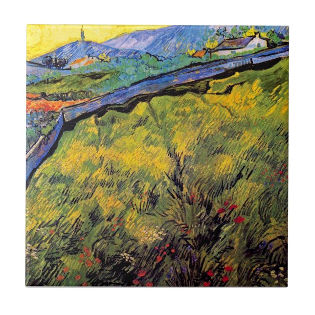 Vincent Van Gogh - Fält av Vår vete Kakelplatta (Framsidan)