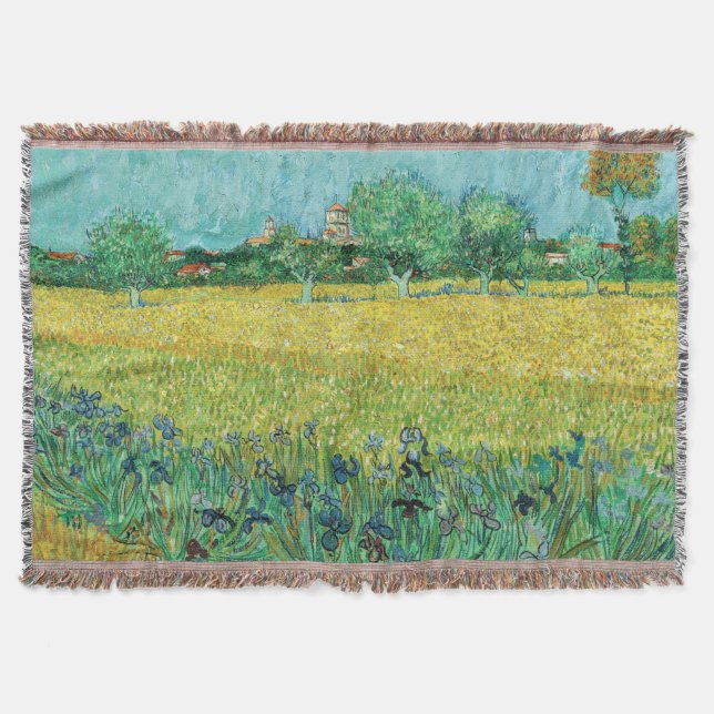 Vincent van Gogh - Fält med irisar nära Arles Filt (Framsidan)