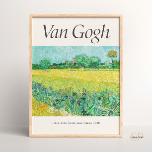 Vincent van Gogh Fält med Irises Art Print Retro Poster