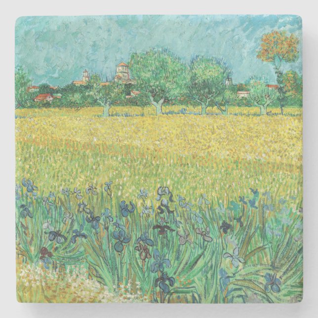 Vincent van Gogh - Fält med Irises nära Arles Stenunderlägg (Framsidan)
