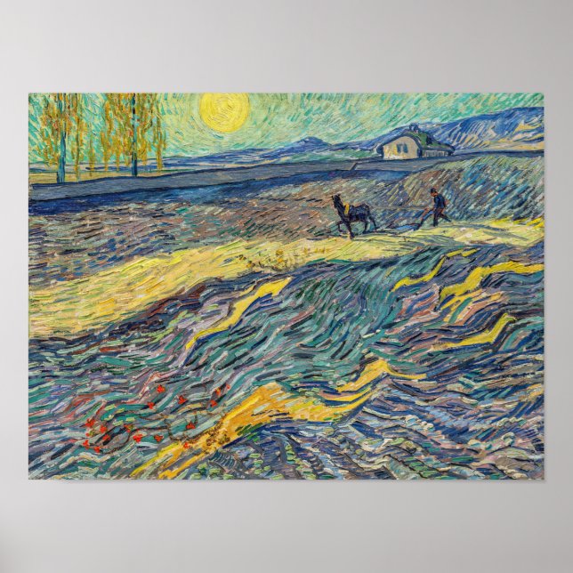 Vincent van Gogh - Fält med plöjande bönder Poster (Framsidan)