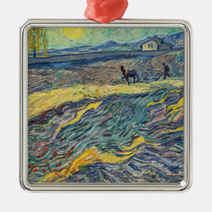 Vincent van Gogh - Fält med plöjande jordbrukare Julgransprydnad Metall