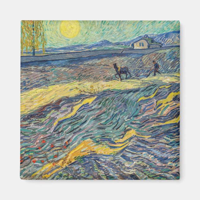 Vincent van Gogh - Fält med plöjande jordbrukare Magnet (Framsidan)
