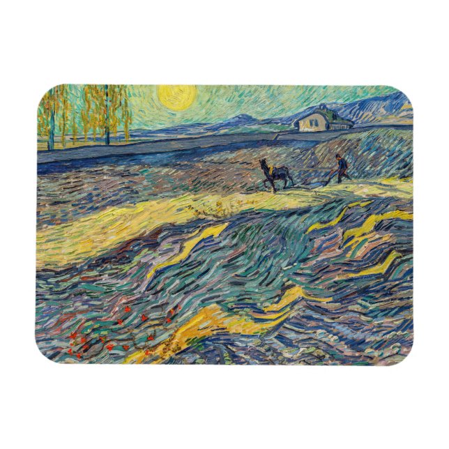 Vincent van Gogh - Fält med plöjande jordbrukare Magnet (Horisontell)