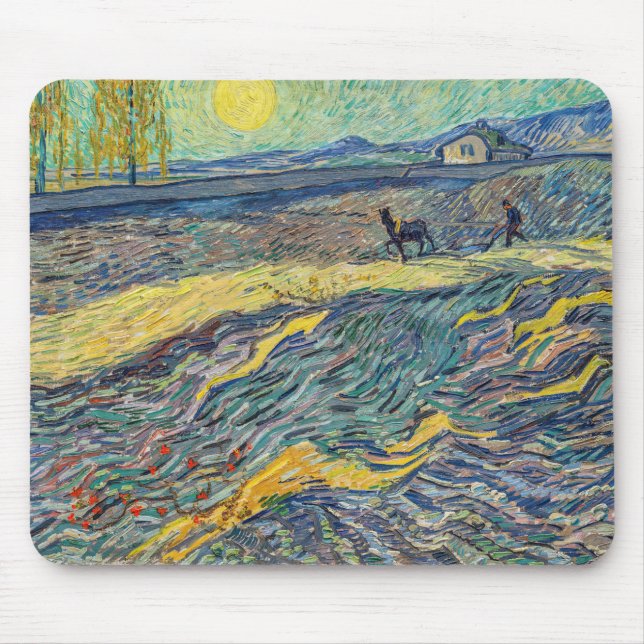 Vincent van Gogh - Fält med plöjande jordbrukare Musmatta (Framsidan)