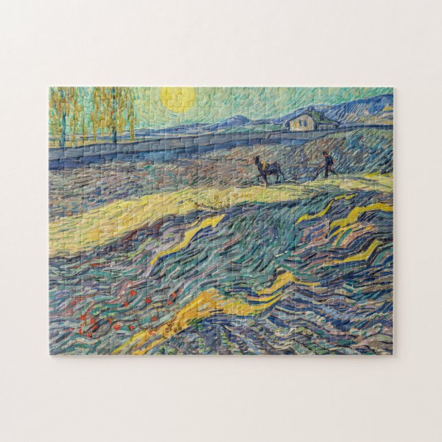 Vincent van Gogh - Fält med plöjande jordbrukare Pussel (Horisontell)