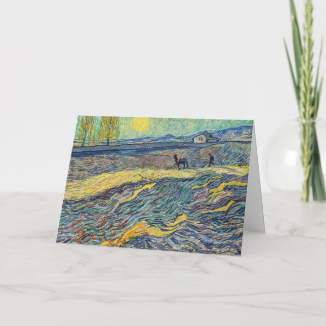 Vincent van Gogh - Fält med plöjda jordbrukare Kort (Framsida)