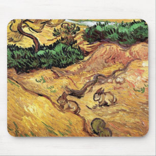 Vincent Van Gogh - Fält med två kaniner Finkonst Musmatta