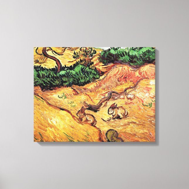 Vincent Van Gogh - Fält med två kaninkonst Canvastryck (Framsida)