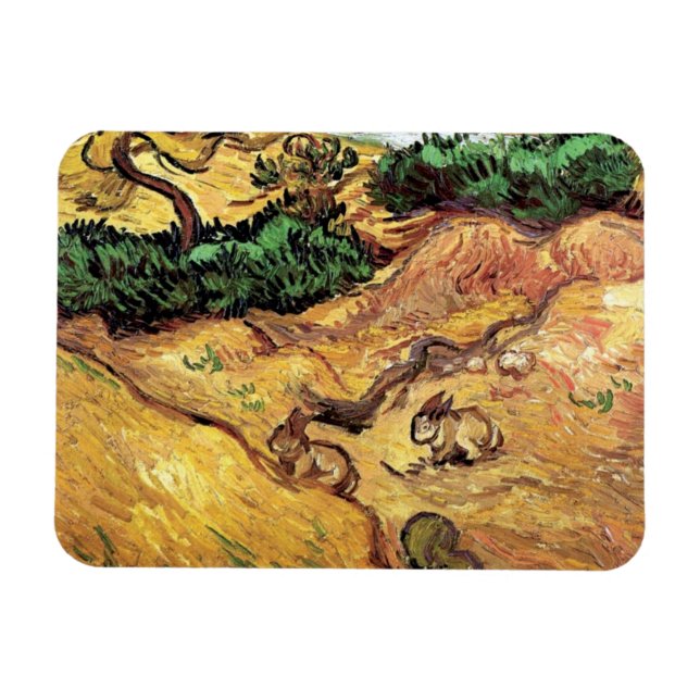 Vincent Van Gogh - Fält med två kaninkonst Magnet (Horisontell)