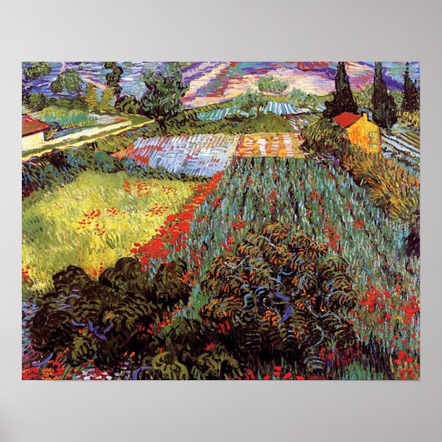 Vincent Van Gogh - Fält med vallmoskålar Finkonst Poster (Framsidan)